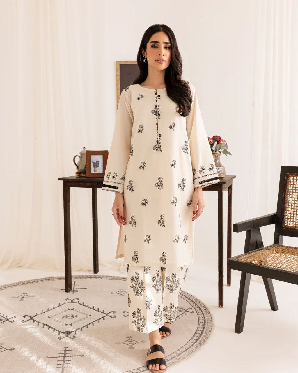 Daffodil 2Pc - Embroidered Stitched